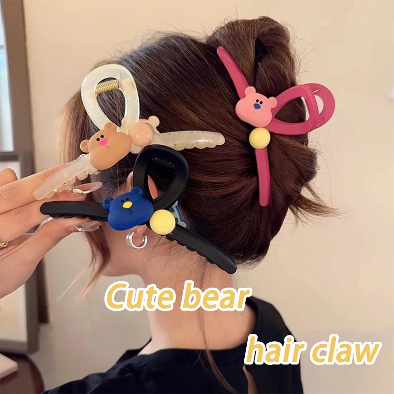 Women's 2024 new summer fashion temperament shark clip instagram wind cute bear hair claw Large tray bobby pin