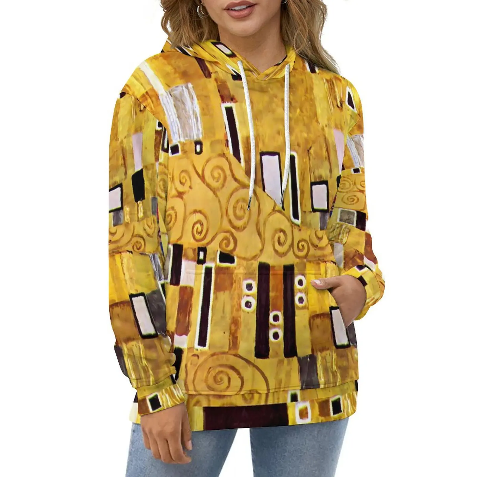 

Gustav Klimt Art Hoodies Long Sleeve The Kiss Print Casual Pullover Hoodie Winter Classic Oversized Design Loose Sweatshirts