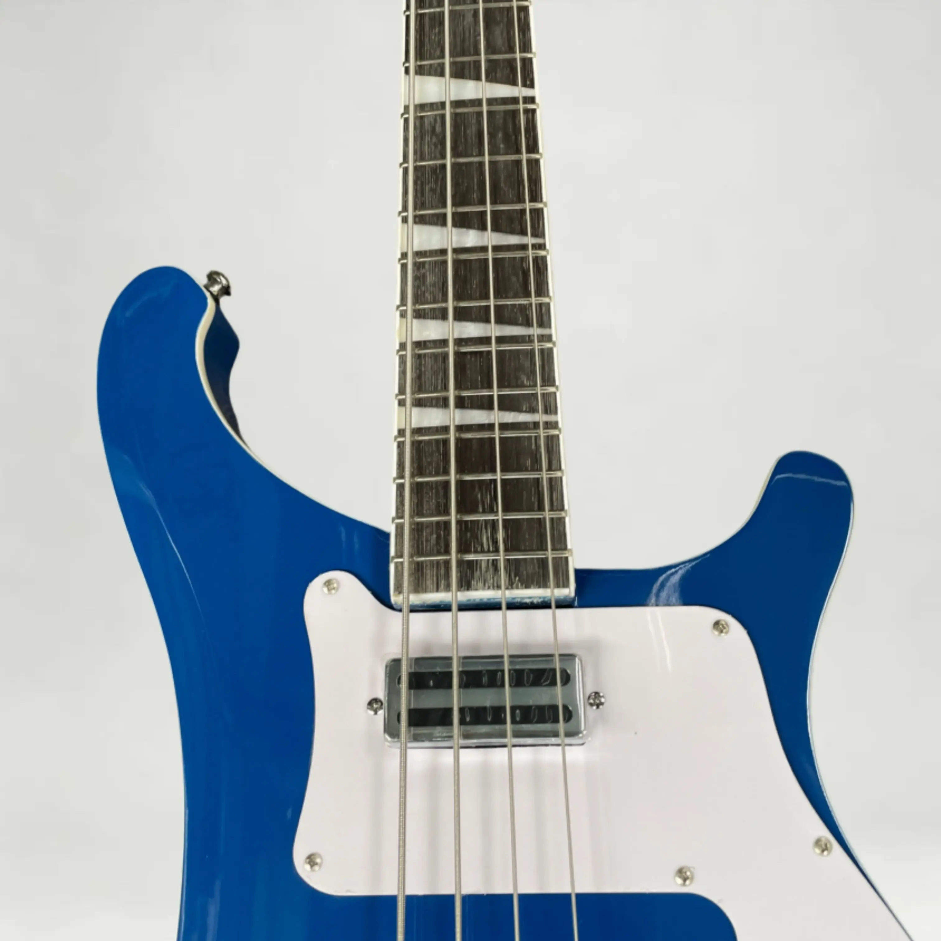 Bright Blue 4-String Bass Guitar, White Pickguard Guitars, Smooth Fretboard for Practice & Band Rehearsal Guitarra