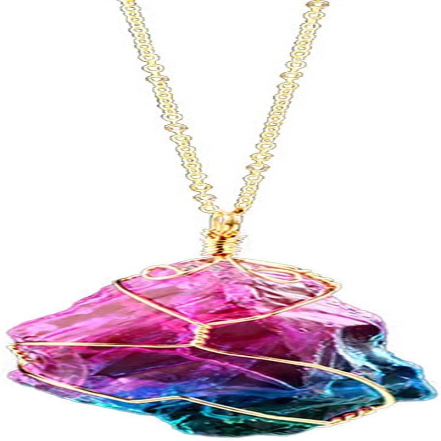 Stunning Colorful Gemstone Necklace for Women - Unique Natural Rainbow Stone Crystal Pendant Jewelry - Vibrant Colorful Rock Nec