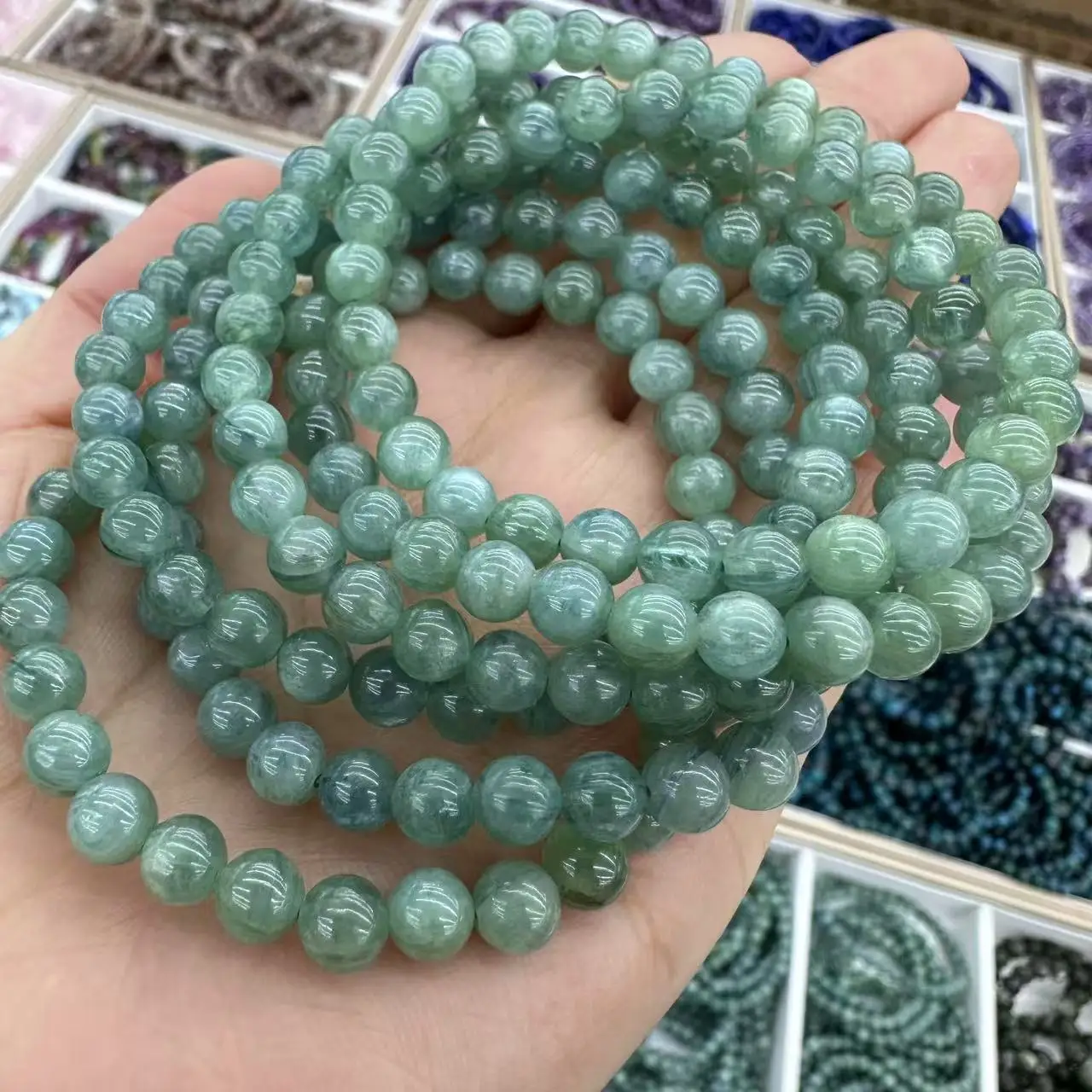 

AAAA Grade Natural blue green Kyanite Stone Beads Bracelet Natural Gemstone Bracelets DIY Jewelry for Woman for Man Wholesale !