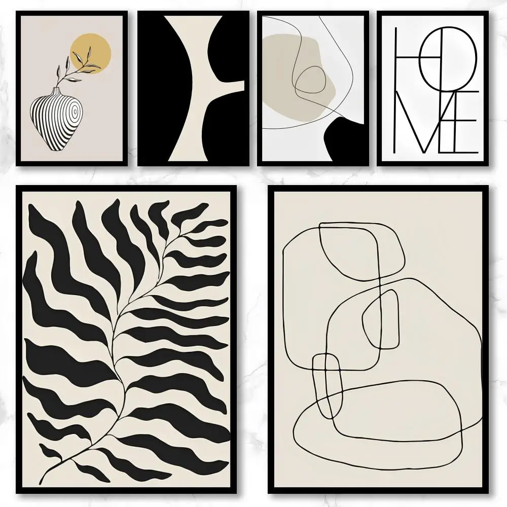 Art A-Abstract Line Black Poster Premium Art Wall Decor, Simple Ornament for Living and Leisure Areas