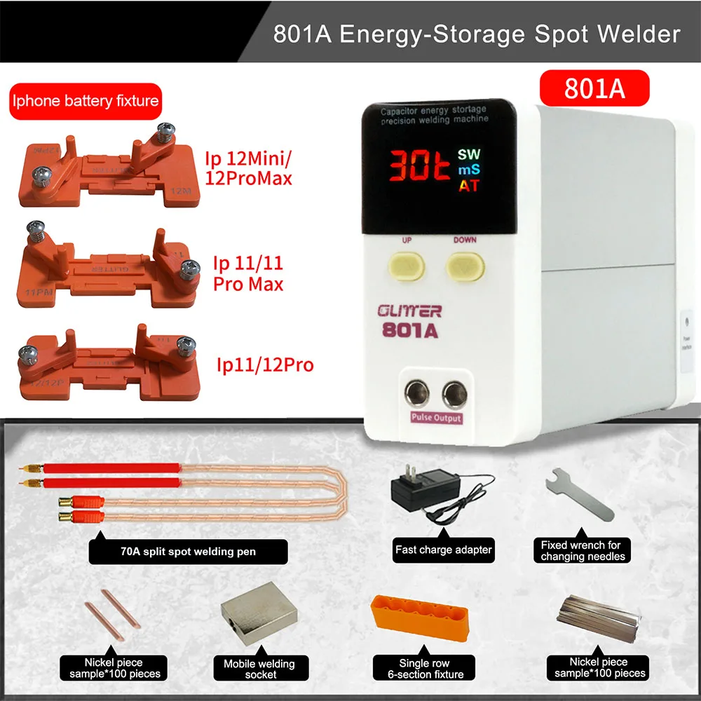 GLITTER 801A batteria saldatrice a punti striscia di nichel DIY18650 saldatrice a batteria al litio piccola saldatrice portatile per accumulo di