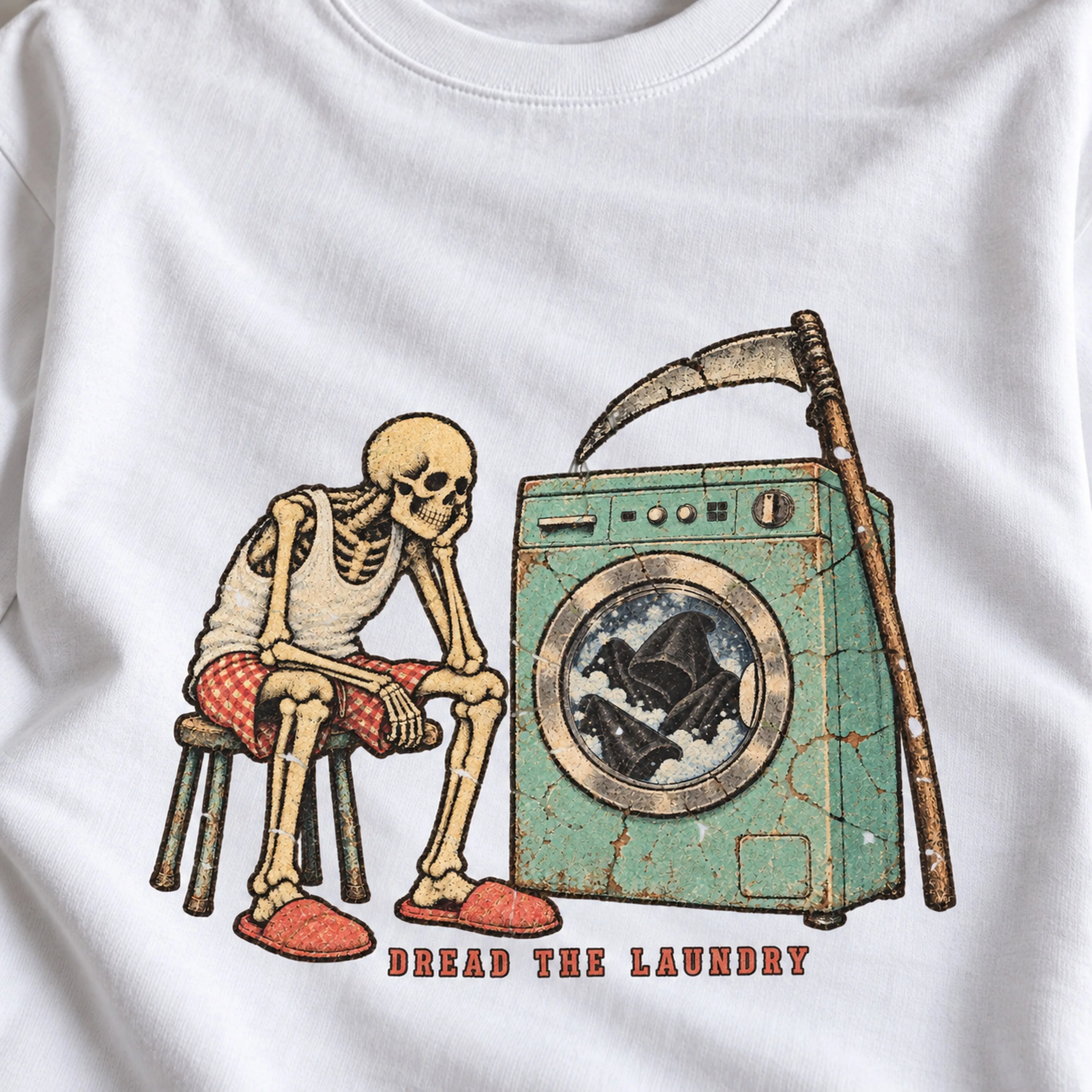 Grim Reaper Laundry Day Graphic T-Shirt