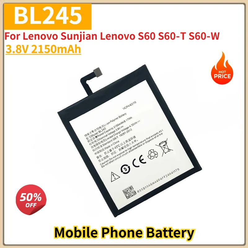 BL245 Battery 3.8V 2150mAh for Lenovo Sunjian Lenovo S60 S60‑T S60‑W Mobile Phone High Quality Replacement Battery
