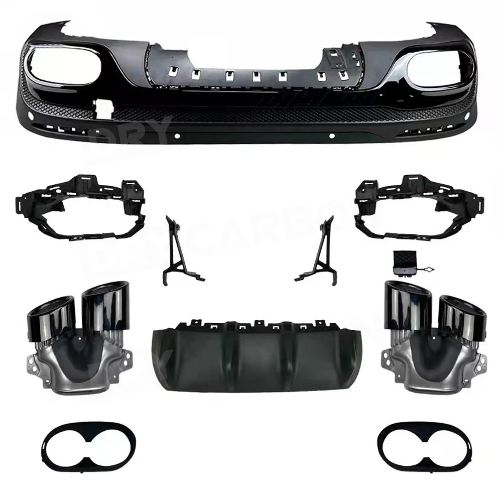 for Mercedes Benz GLB X247 GLB180 200 GLB45 AMG 2019+ Car Rear Bumper Lip Diffuser Spoiler Exhaust Rear Lip Skid Plate OO-OO