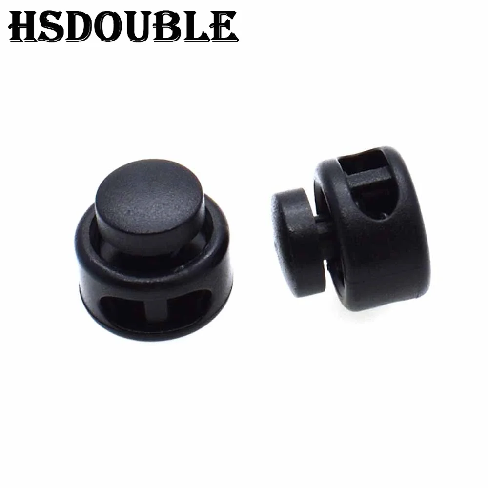 10 Pcs/Pack Cord Lock Toggle Clip Stopper Plastic Black For Bags/Garments Size:15mm*14mm