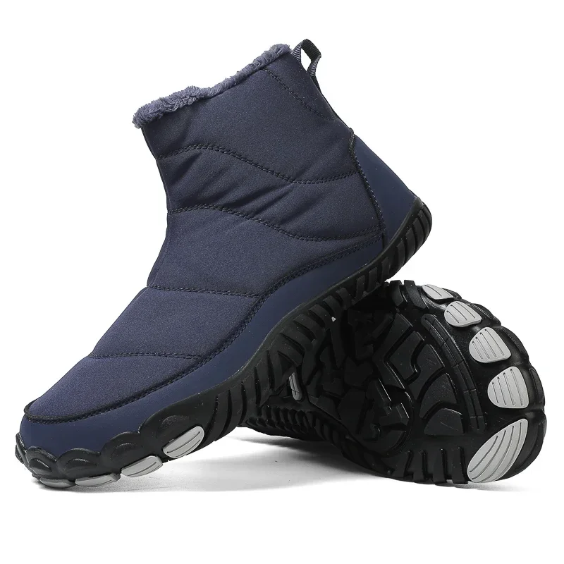 Botas de nieve para hombre, ideales para el invierno, con forro de piel, suelas antideslizantes, diseño minimalista, botines térmicos y acolchados, cómodas para caminar y hacer senderismo.