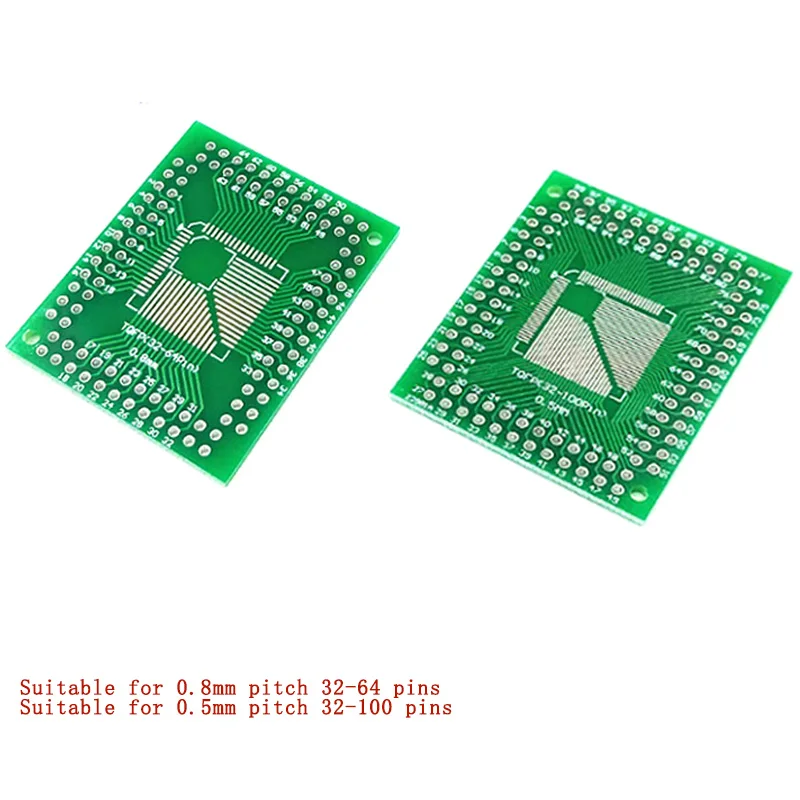 10pcs 0.5MM 0.8MM LQFP/FQFP/TQFP 32 44 64 80 100 PIN To DIP Adapter Board PCB MIC DIY
