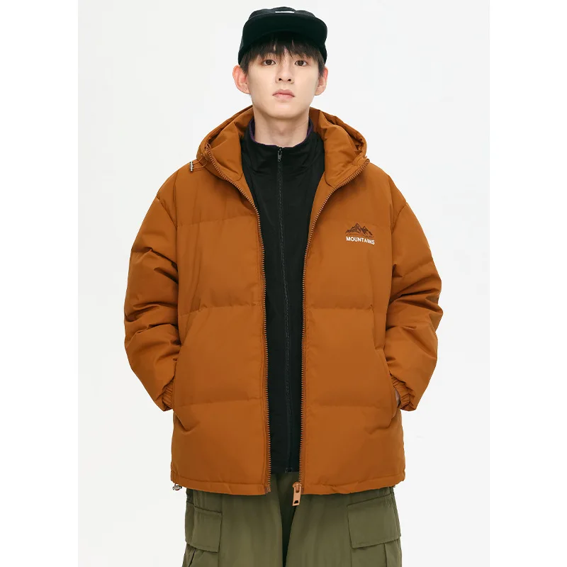 Men Winter Jacket Japanese Hooded Down Jacket American Thicken Keep Warm White Duck Down Bread Service Couple Coats Loose