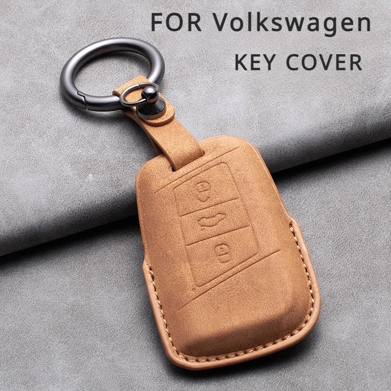 

Leather Car Key Case Cover Fob Keychain for VW Volkswagen Golf 7 MK7 Tiguan MK2 for Ateca Leon FR Ibiza Skoda Octavia Kodiaq