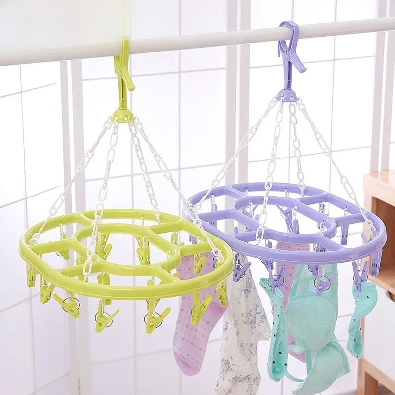 Plastic round Clothesline Multi-clamp Socks Drying Rack Student Dormitory Home Use Laundry Clip Hook round Plate Drying Rack