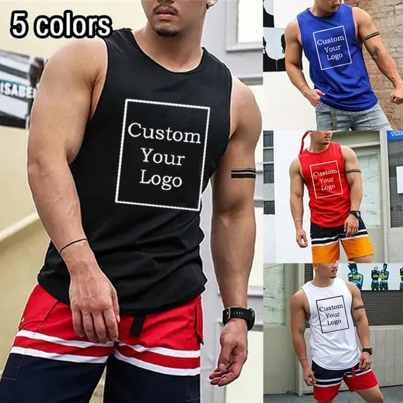 Ice Silk Breathable Quick-drying Vest Workout Oversized Fashion Top Casual Customize Logo Summer Print Men Sleeveless Sweatshirt