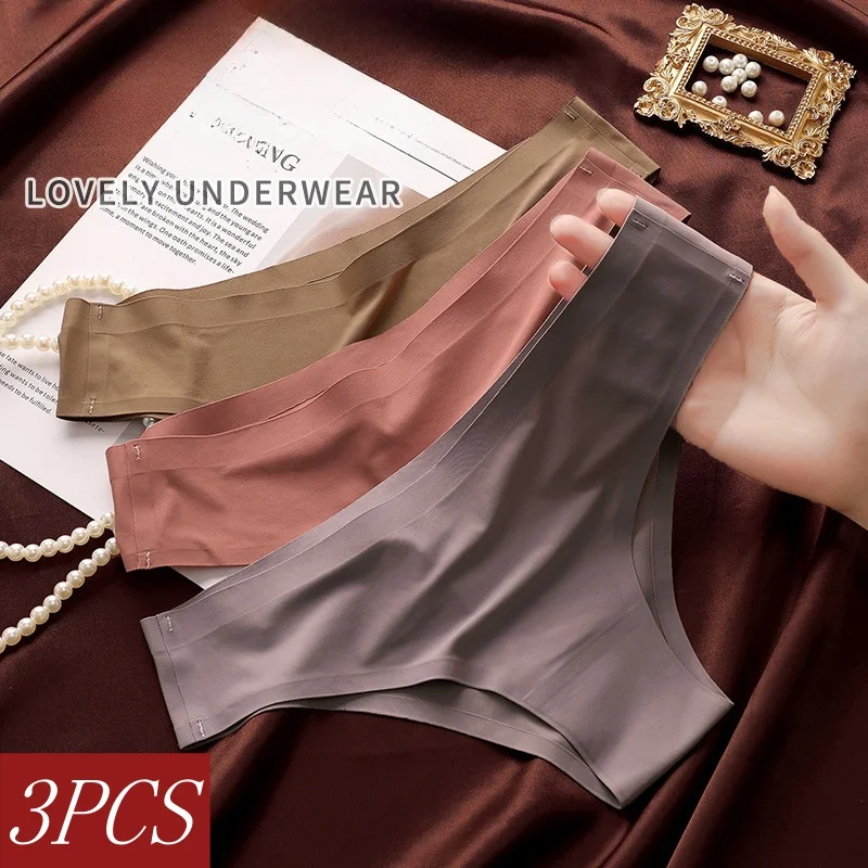 

3 шт. бесшовное нижнее белье шелковистые бразильские трусики женские трусы с низкой посадкой спортивные комфортные ультратонкие трусы женское сексуальное женское белье