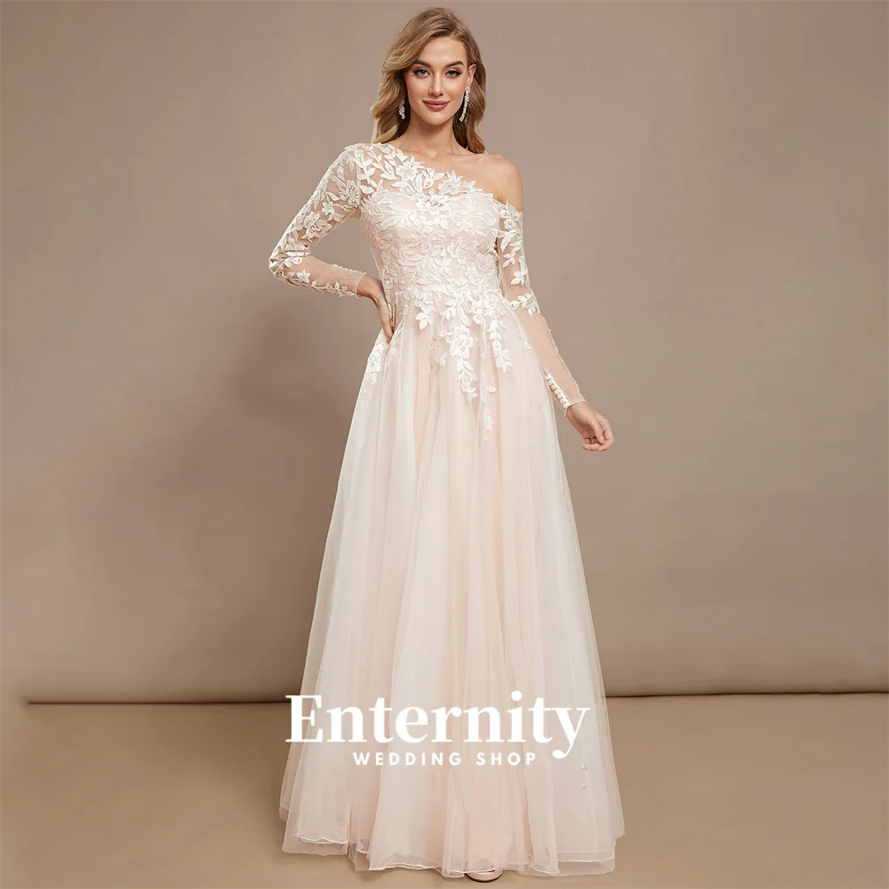 

Simple A Line Bride Dresses Asymmetrical Floor-Length Tulle Lace Wedding Dress Wedding Dresses for Woman Vestidos Dresses