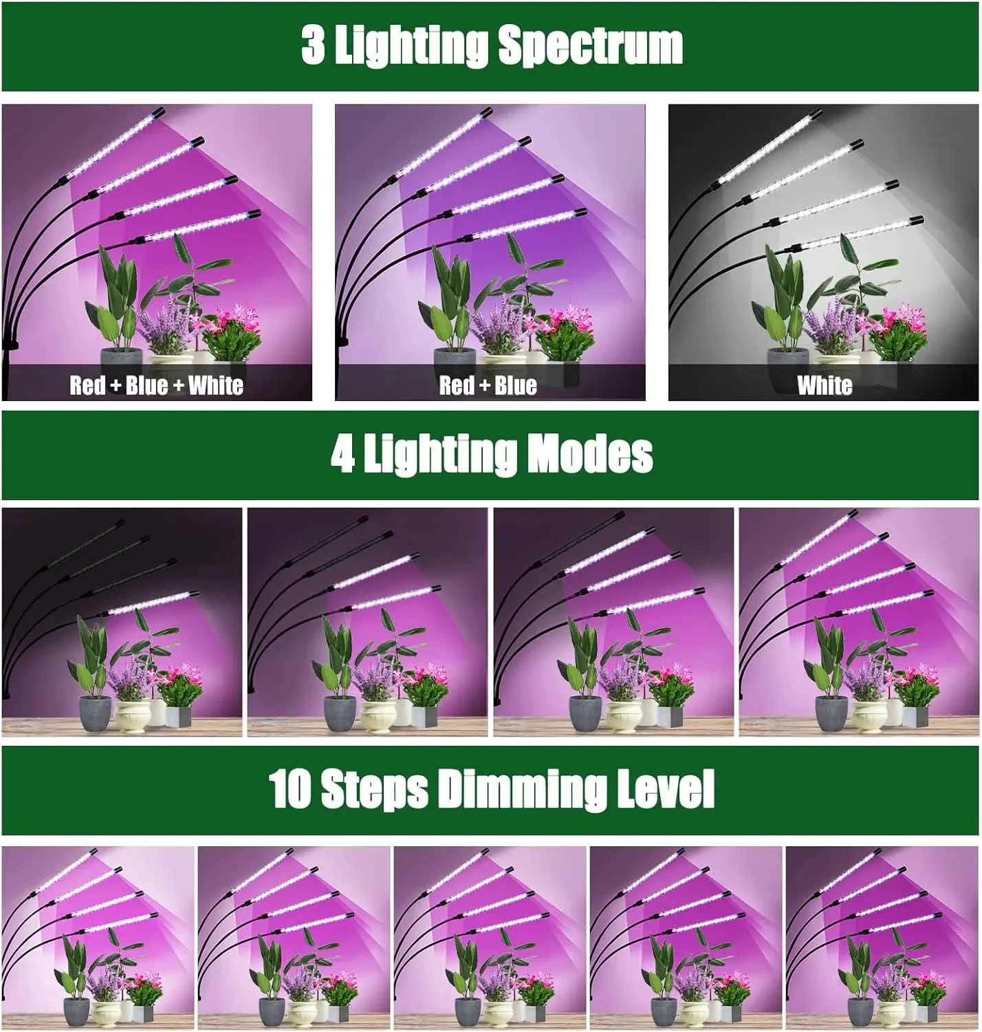 Tripod LED Plant Light Full Spectrum USB Plug-In Indoor Greenhouse Vegetable Flower Plant Light Plant Grow Box Plant Lights
