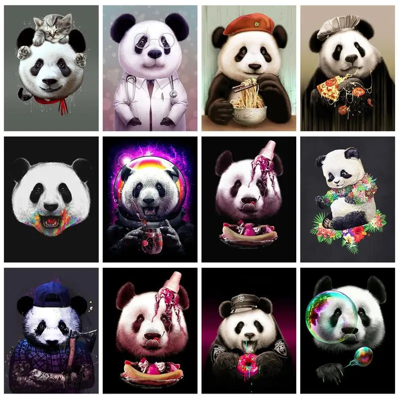 

CHENISTORY 40x50cm Paint By Numbers Cartoon Panda Animals Gift For Adults Kids Picture Drawing Adults Crafts Paint Kit Wall Art