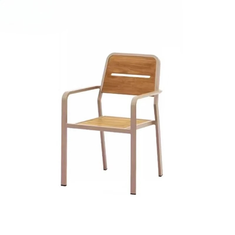 Wholesale Factory Stackable Plastic Wood Party Event Patio Chair Outdoor Dining Chair with Armrest for Hotel Restaurant Cafe