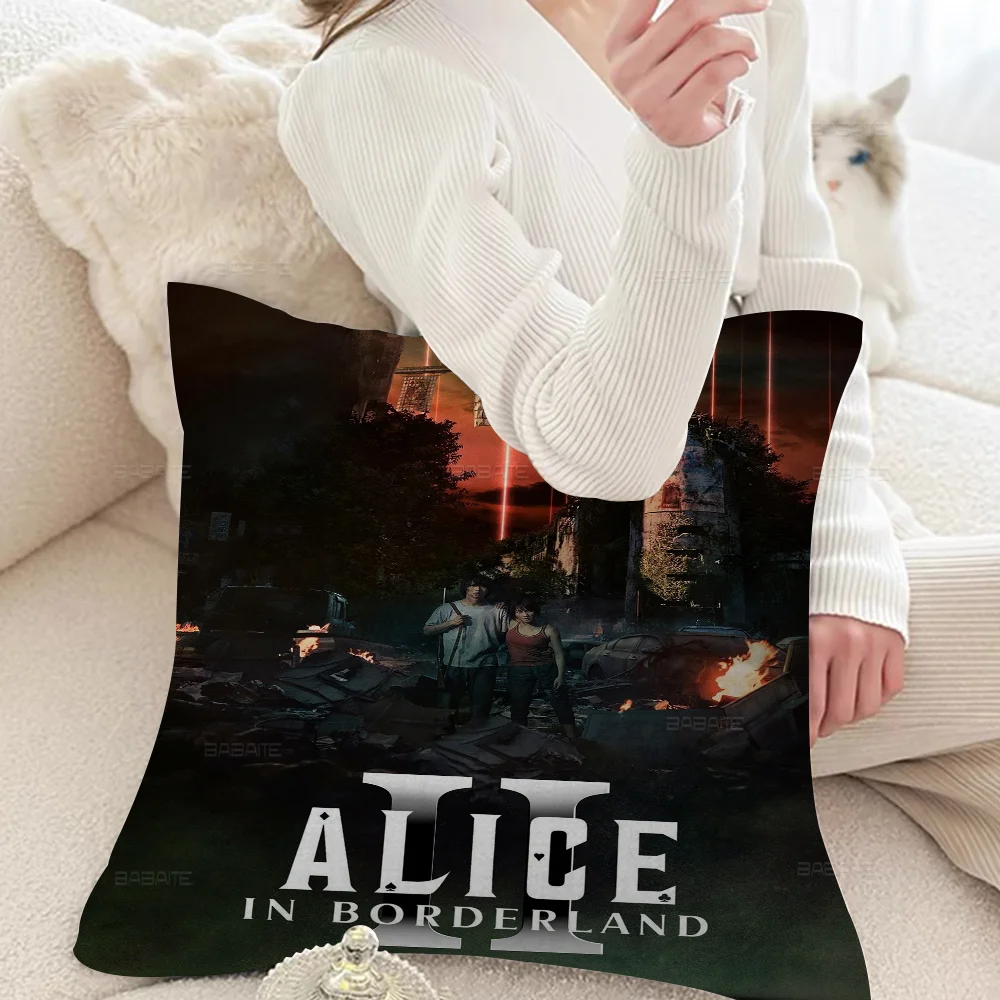 Alice In Borderland 2 Movie Retro Personalized Picture Text Home Decorative Pillows Household Gifts 45x45cm