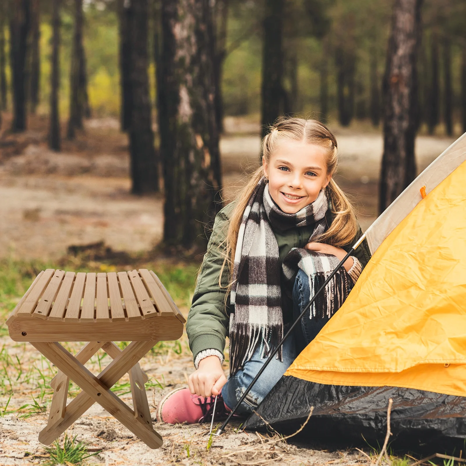 

Folding Bamboo Stool Outdoor Portable Fishing Chair Camping Hiking Bbq Travel Foldable Stool Multi-Function Sturdy