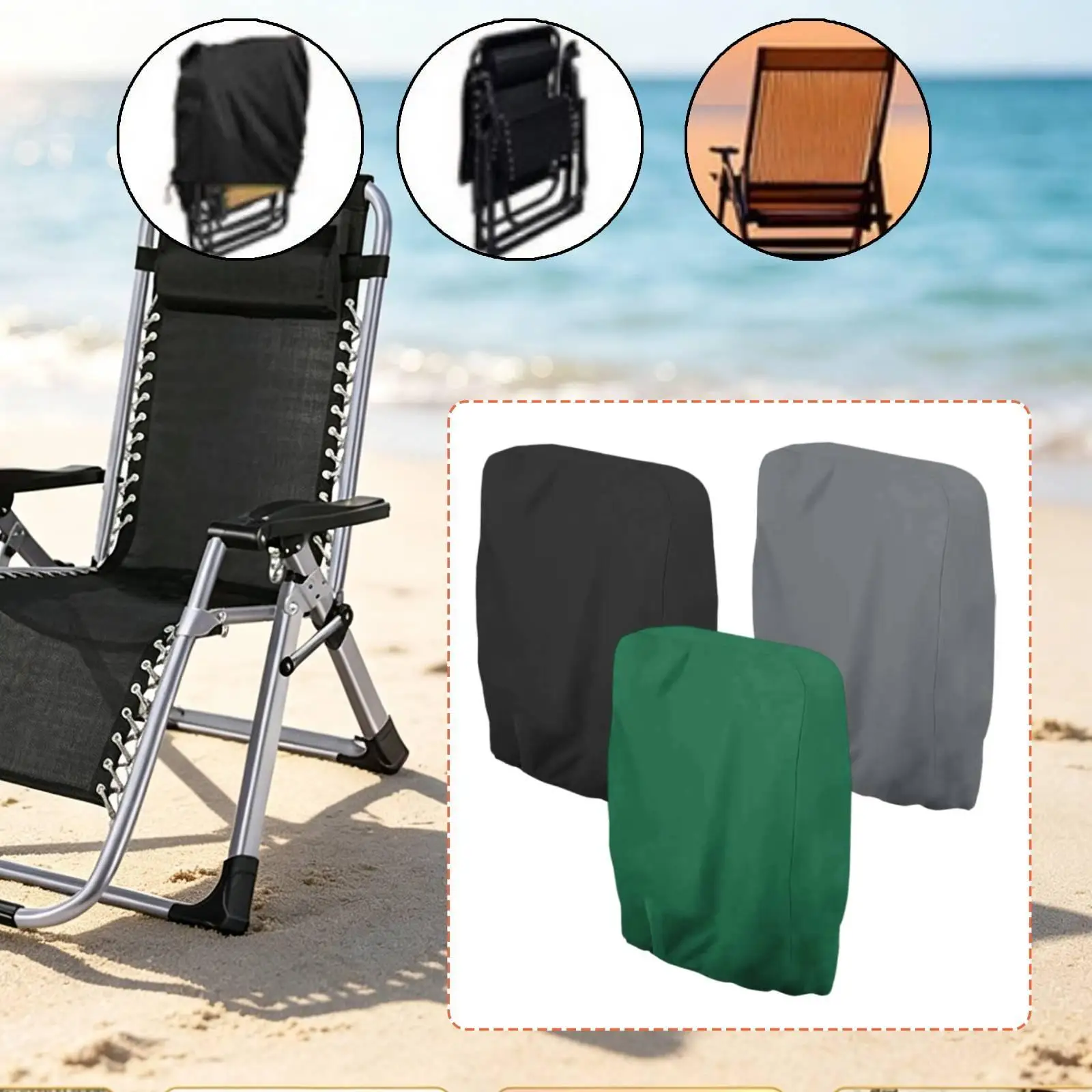 Folding Chair Cover Patio Chair Cover Waterproof Easy to Use Accessories High Performance Portable Dustproof for Yard Home