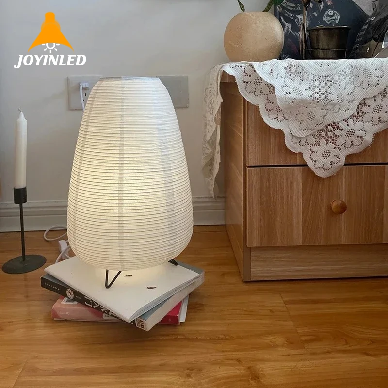 

Nordic Home Decor Desk Light White Rice Paper Table Lamp Interior Lighting Wabi-Sabi Fixture Dining Table Bedside Bedroom Living