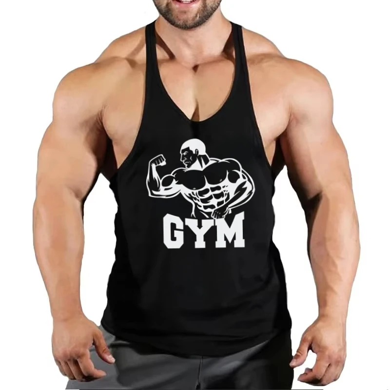 

Muscle Printed Men's Tank Top Outdoor Fitness Sport Tees Summer Gym Training Casual Sleeveless Shirt Fashion Breathable Man Vest
