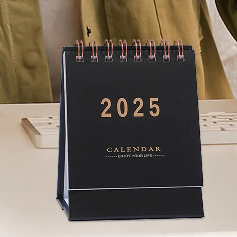 Small Calendar For Desk 2025 Standing Calendar Work Calendar Coiled Personal Daily Planner Calendar For Easy Organizing