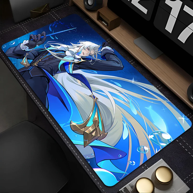 

Mousepad Anime Mouse Pad Gaming Accessories Office Keyboard Pad G-genshin Impact Neuvillette Large Desk Mat Rubber Extended Pad