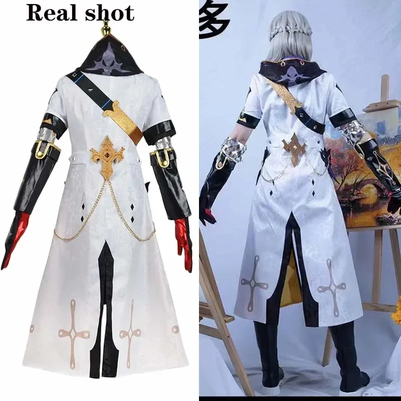 Tessuto testurizzato Albedo Costume Cosplay Deluxe si adatta all'ordo Favonius parrucca uniforme guanti parrucca Albedo Outfits