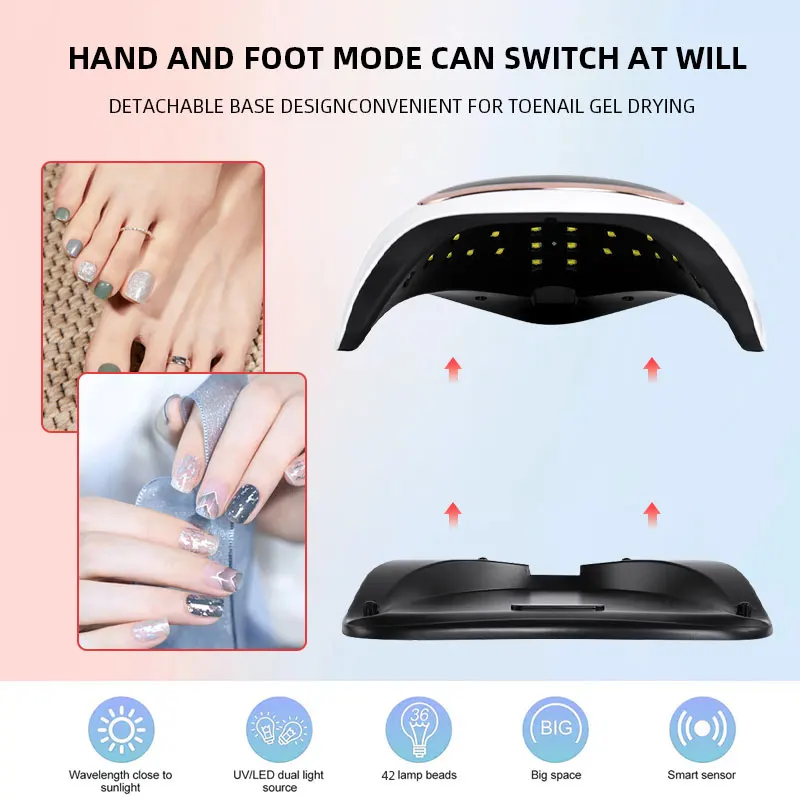 UV LED Nail Drying Lamp para Manicure, Secador de unhas com HD LCD, Gel de esmalte, Manicure Acessórios e Ferramentas, 42LEDs