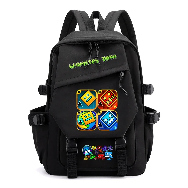Girls Boys School Backpacks Angry Geometry Dash Print Backpack Students Gifts Fashion High Quality Bagpack Children Cute Bckpack