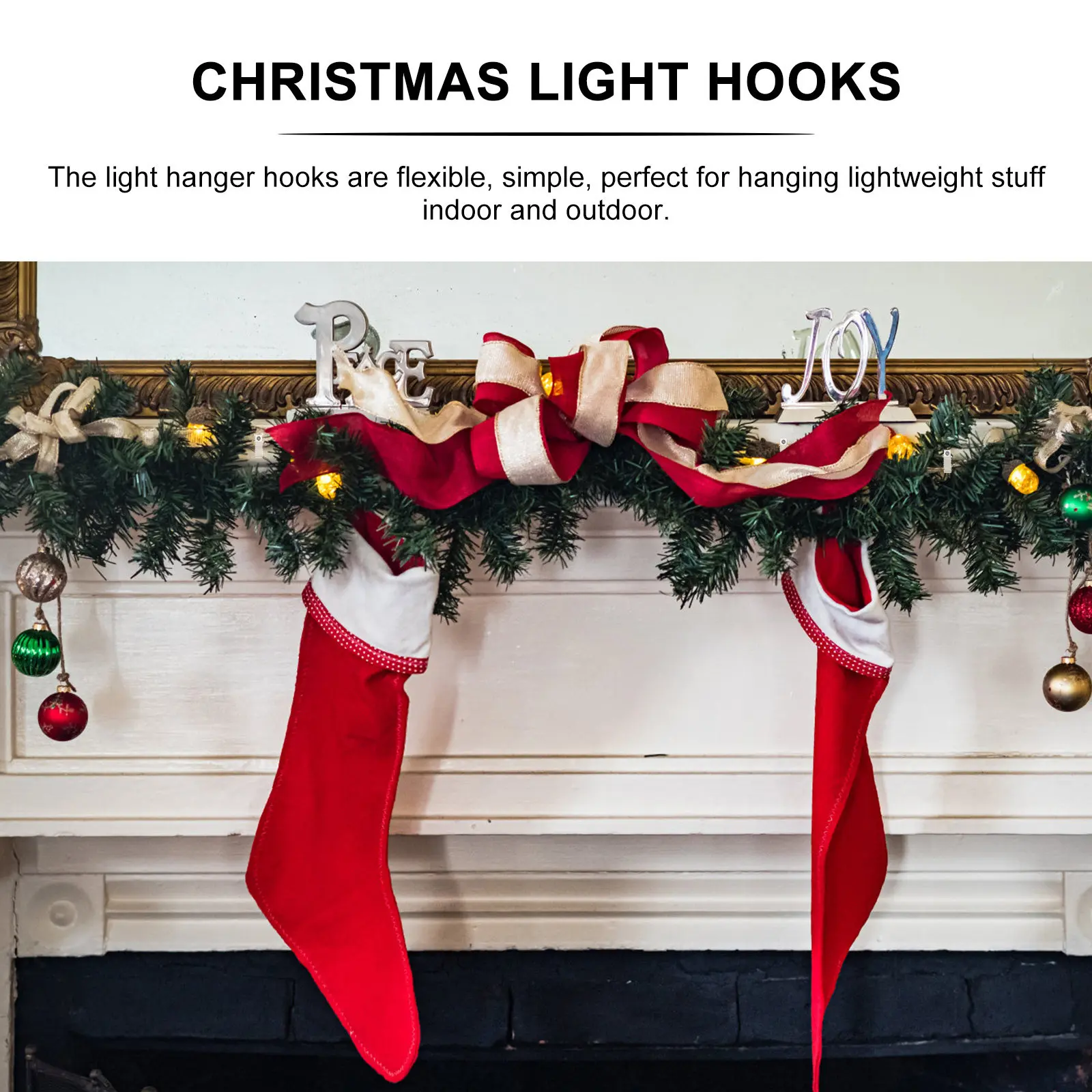 Outdoor String Light Clips 50Pcs PP Hanging Hooks Secure Mounting Hangers for Patio Garden