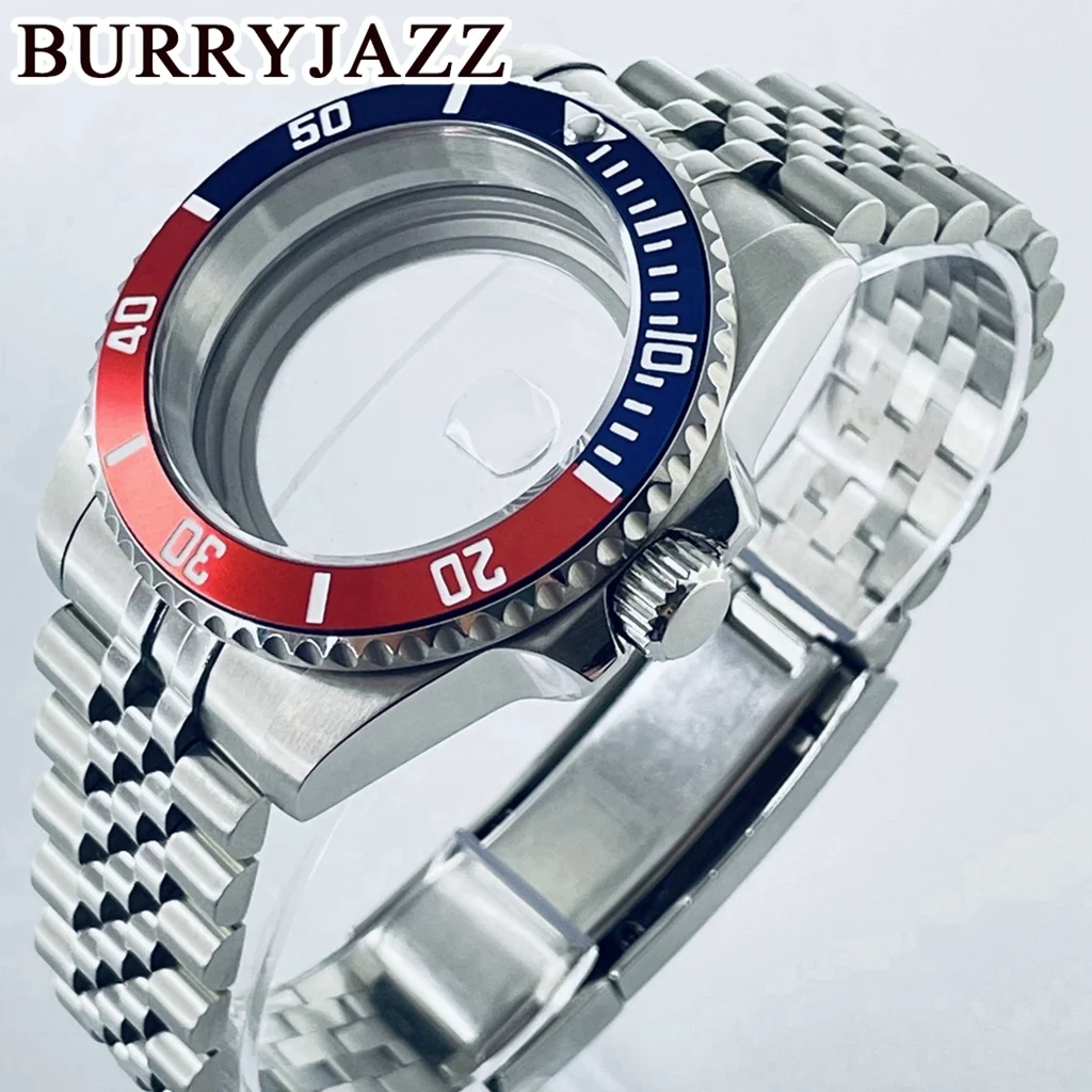 BURRYJAZZ 40mm SUB GMT Case NH35 NH36 NH34 NH38 NH70 NH72 ETA2824 PT5000 Watch Case Sapphire Glass Aluminum Bezel