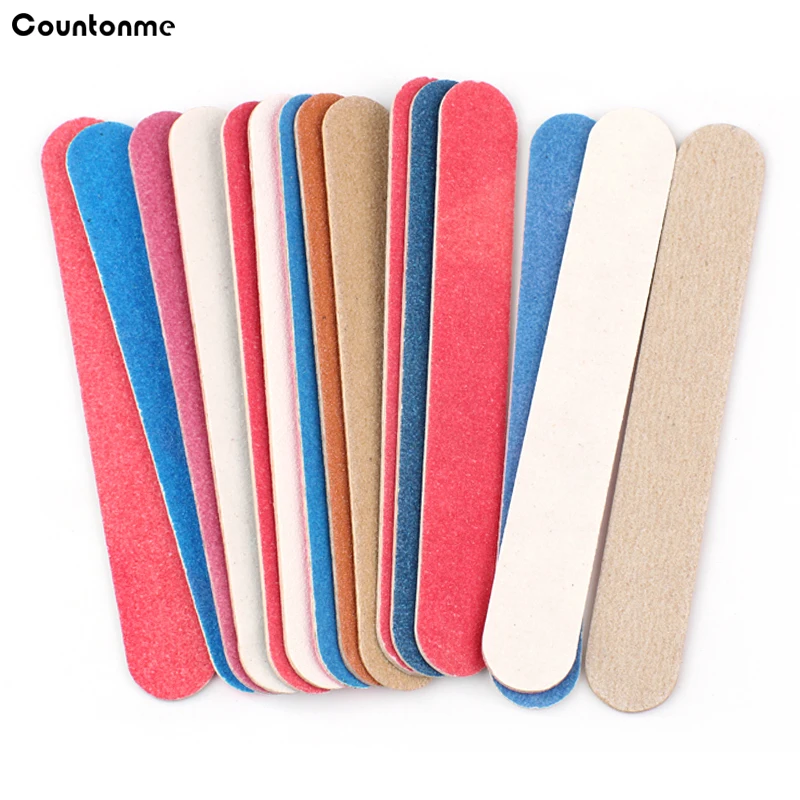 100Pcs/Pack Mini Wood Nail Files Double-sided Straight Sticks Disposable Wooden Cuticle Remover Buffer Grinding Manicure Tools