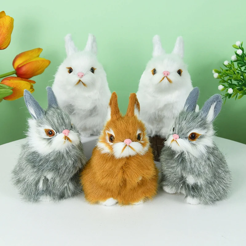 1pc Cute Animal Easter Bunny Simulation Furry Squatting Rabbit Christmas Day Birthday Gift Home Wedding Decoration Children Toys