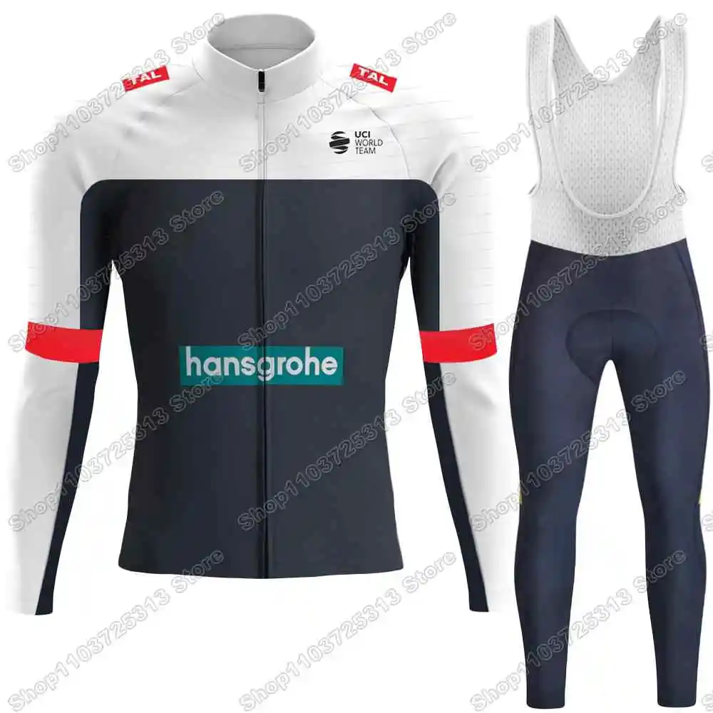 2025 Team Hansgrohe Cycling Jersey Autumn Winter Set France Tour Primož Roglič Clothing Men Road Bike Jacket Suit Bib Tights