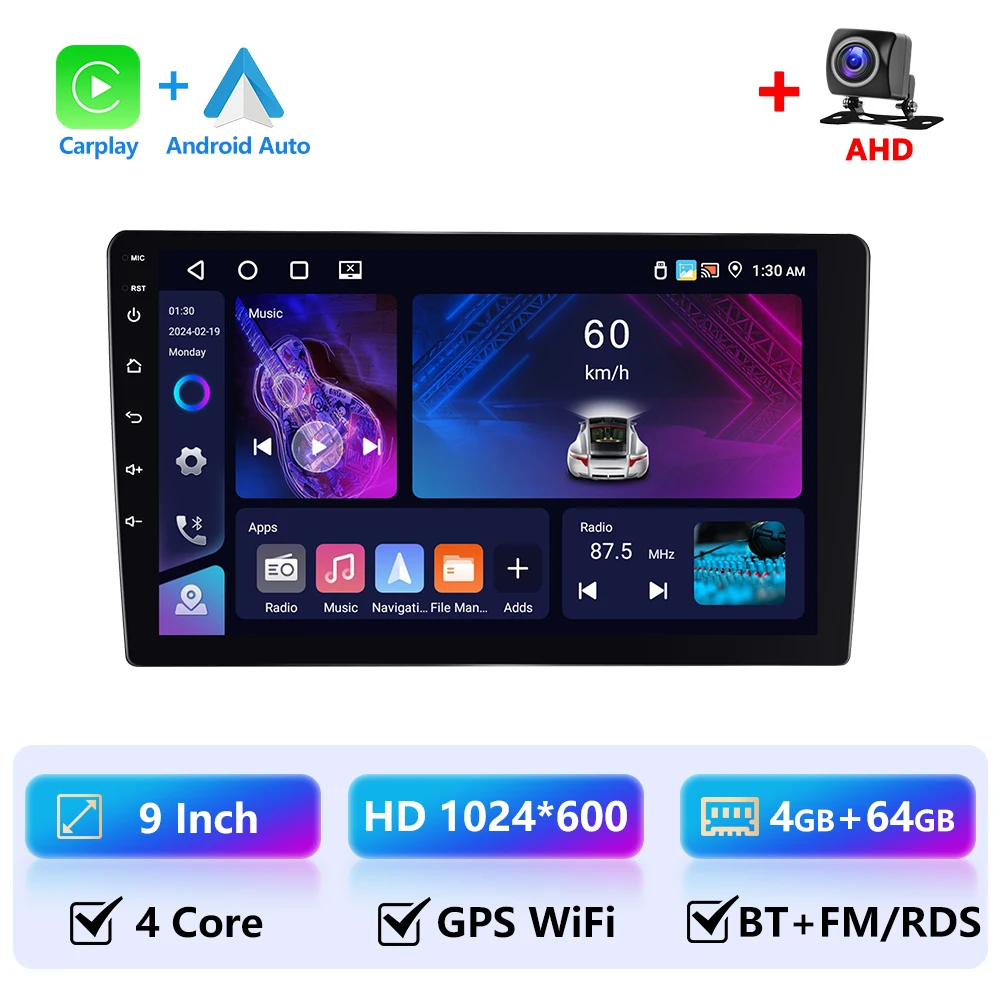 Leekooluu 4 + 64G Autoradio 2din Android Multimedia Speler 7 9 10 Inch Stereo Gps Navigatie Wifi Draadloze Carplay Android Auto
