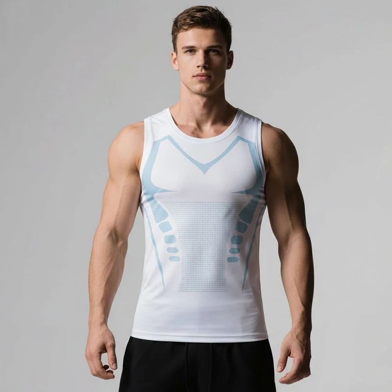 العصرية سترة رياضية الرجال اللياقة البدنية التجفيف السريع تنفس سليم أكمام ضيق التدريب مطاطا سليم صالح القمم L-XXL #2
