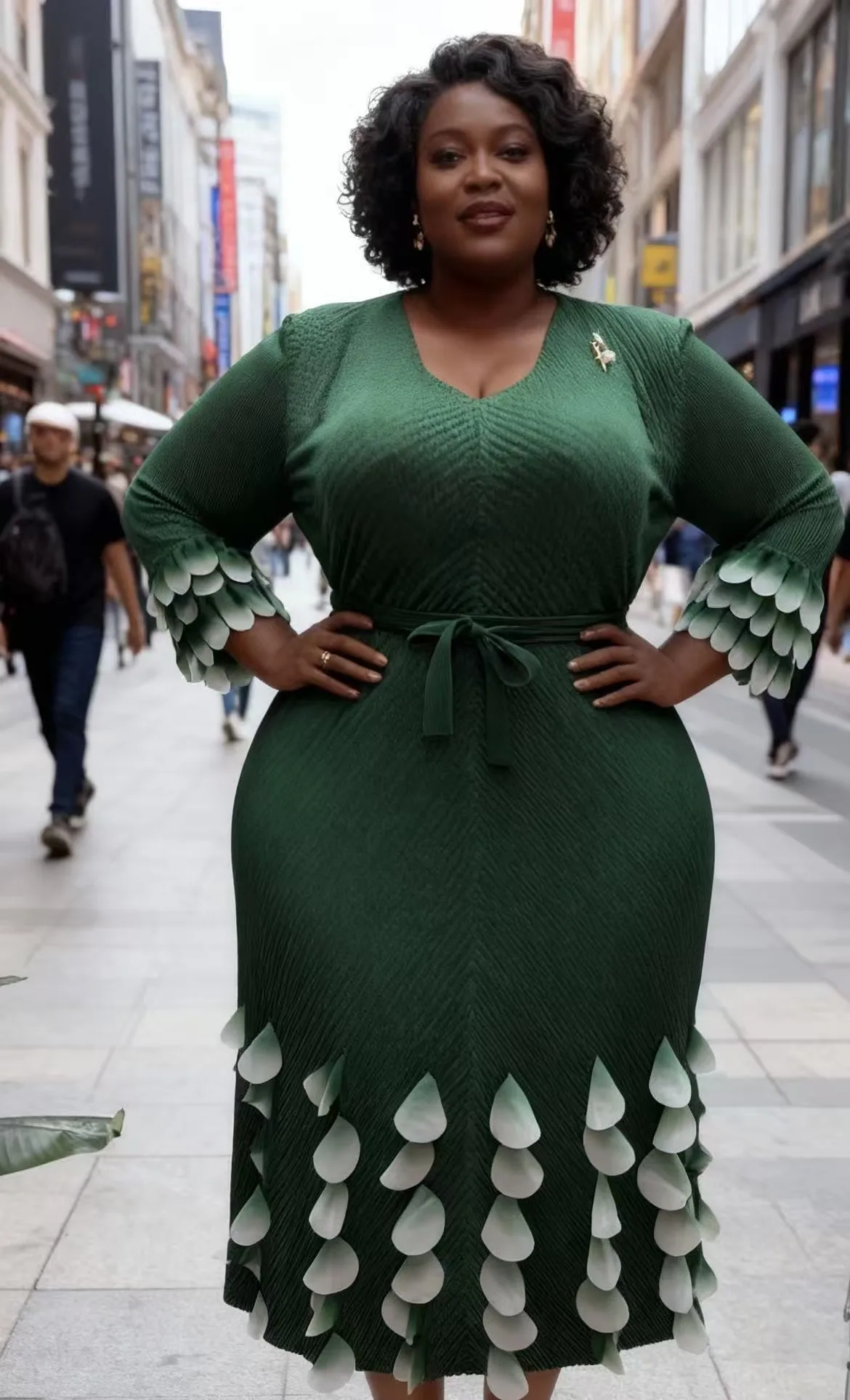 

Miyake 2025 Winter New Three-dimensional Flower Fish Scale Pleated Lace-up Dress Solid Color Elegant Skirt Women's Clothing