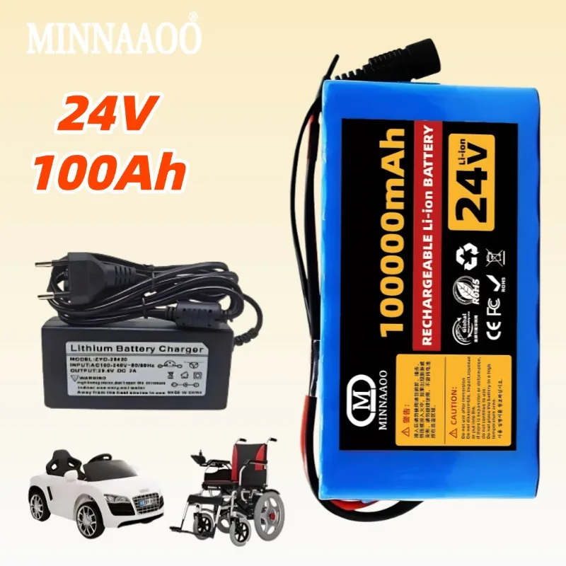 

24V 100Ah 7S3P Li-ion Battery Pack with 20A BMS & 2A Charger - for Electric Scooter/Wheelchair/Mobility 18650 Battery