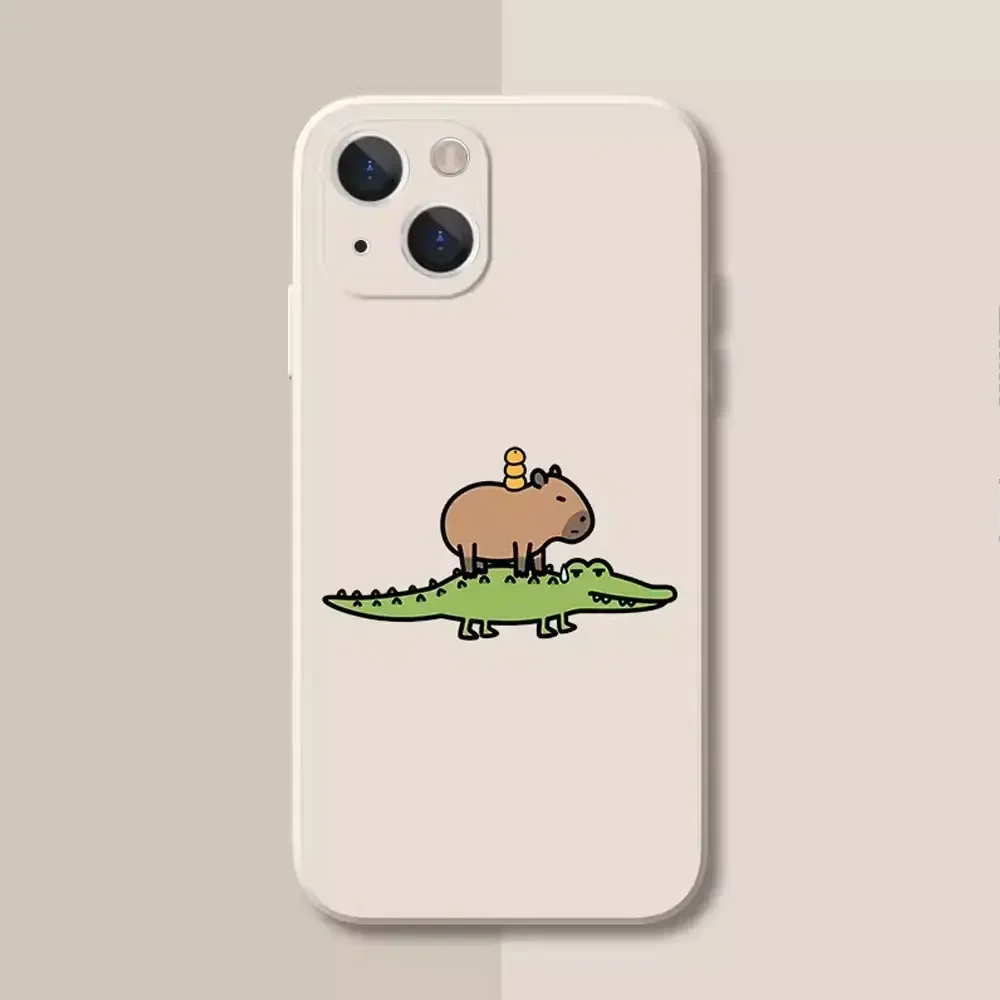 Cute Capybara Phone Case for IPhone16 15 14 13 12 11 Pro Max Mini X XS MAX XR 7 8 Plus Fundas Funny Animal Silicone Soft Cover