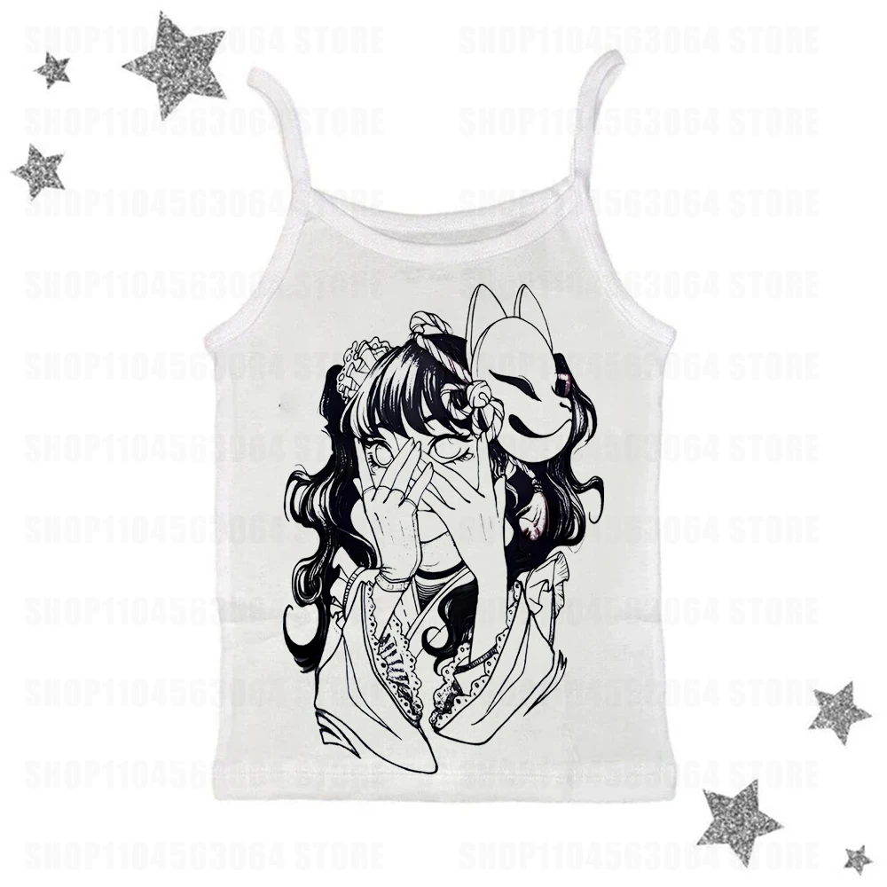 Crop Tops With Suspenders Y2k Top Women Aesthetic Women's Blouses Clothes Tanks & Camis Female Clothing Harajuku Emo Sexys ﻿