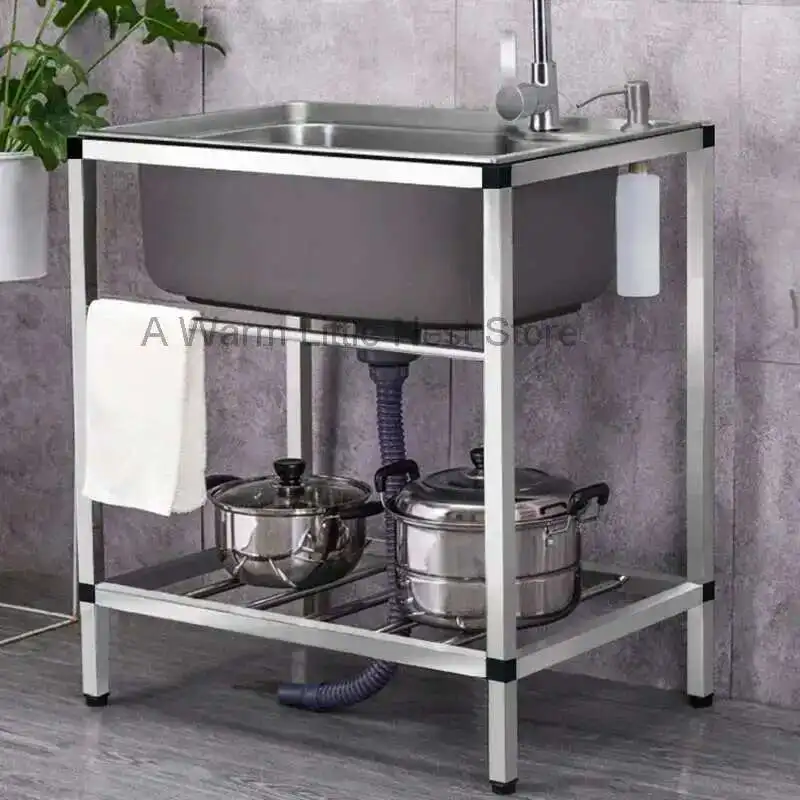 

Chinese Metal Kitchen Sinks for Restaurant Sink with Bracket One-piece Simple and Creative Household Kitchen Sink for Kitchen
