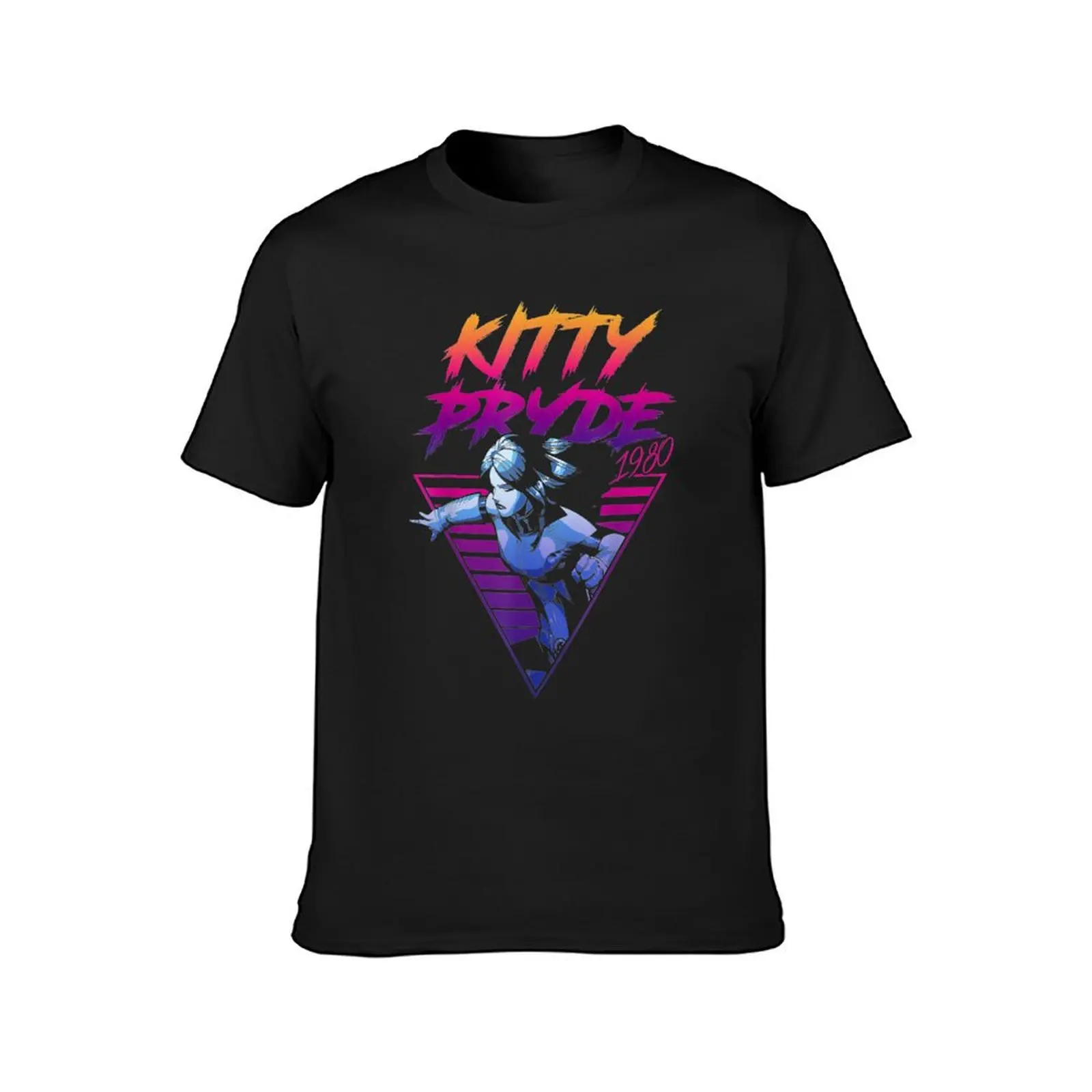 S Men Kitt Pryde Retro Neon Triangle T-Shirt hippie clothes oversizeds tops plain black t shirts men