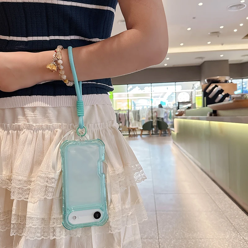 3IN1 الثقيلة درع كاندي اللون واضح جراب هاتف آيفون 17 الهواء 16 15 14 زائد 13 برو ماكس مع الحبل غطاء وقائي للصدمات #4