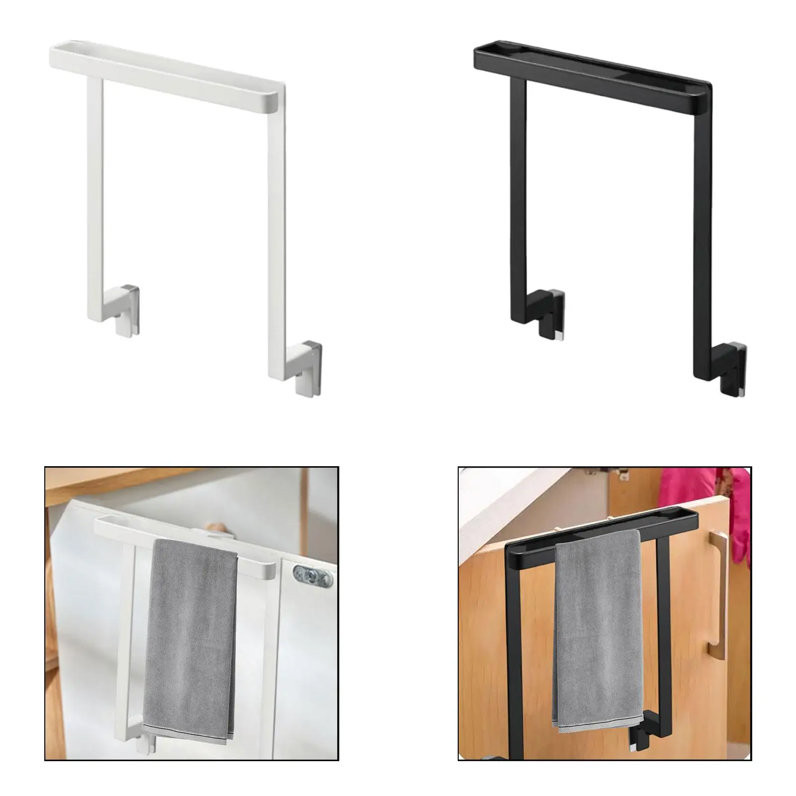 

over Cabinet Towel Organizer Carbon Steel Non Drilling Bar Multi Room Bathroom Towel Holder for Kitchen Storage