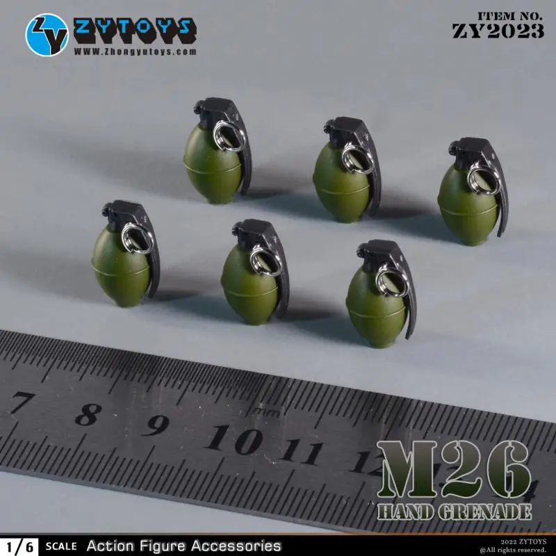 

ZYTOYS ZY2023 1/6 Mini Toys Model War Conflict Grenade PVC Material 6PCS/SET Accessories For Soldier Action Scene Component