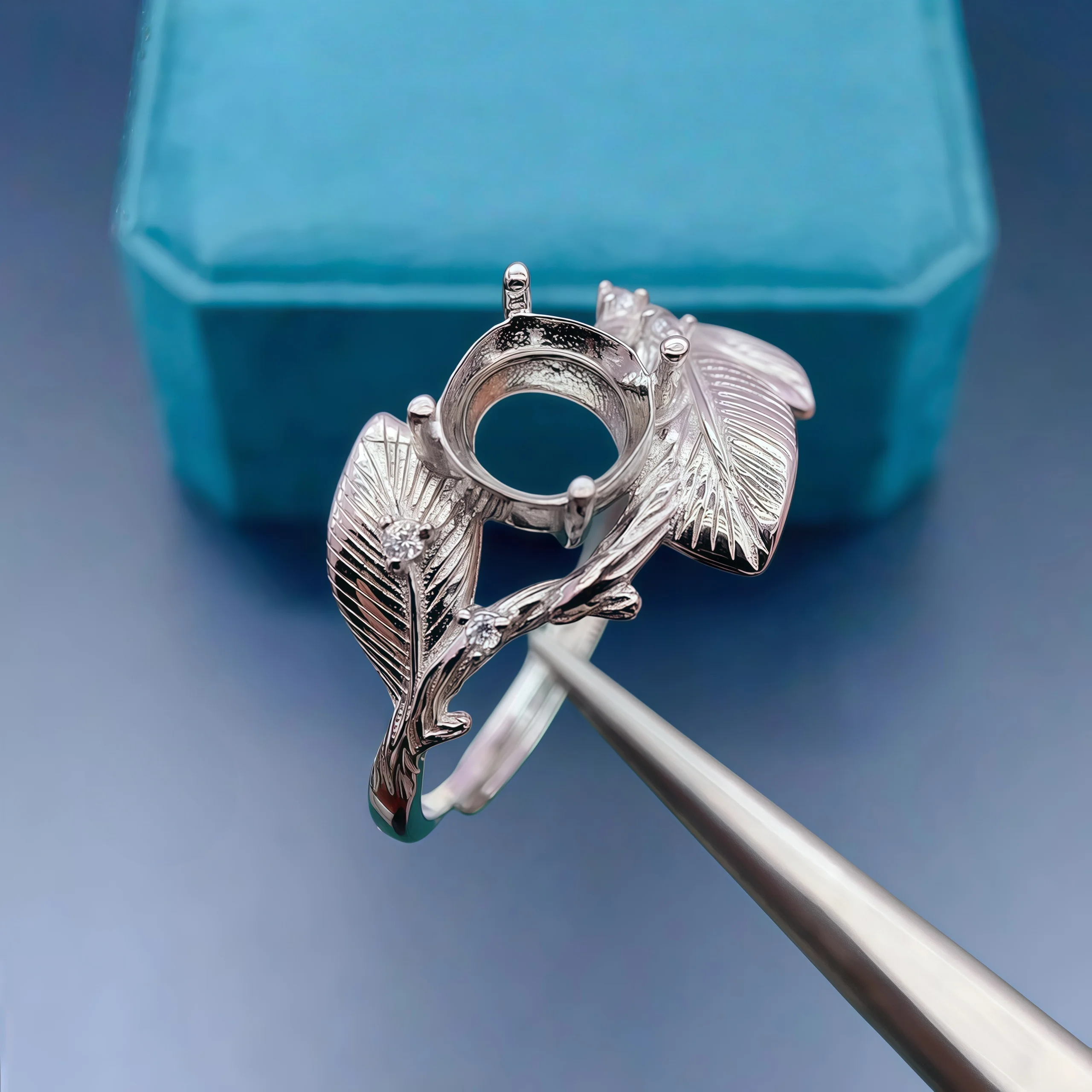 

Модное кольцо «сделай сам», пустой держатель, стерлинговое серебро S925, 6 мм, круглый камень, тонкая ветка, дизайн, очаровательные свадебные украшения для женщин