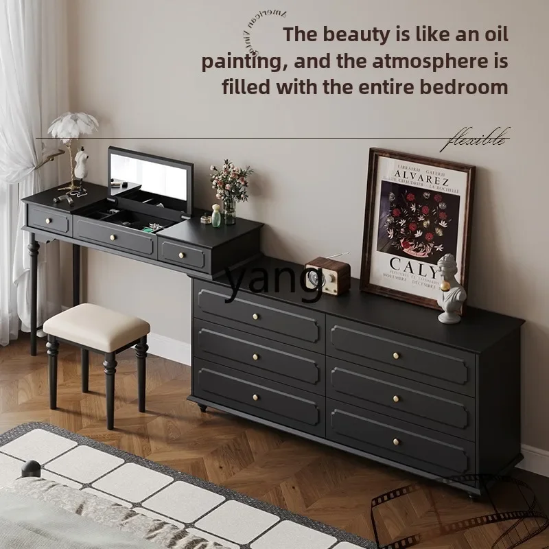 CX retro master bedroom bedside chest dresser integrated antique bedroom black flip dresser